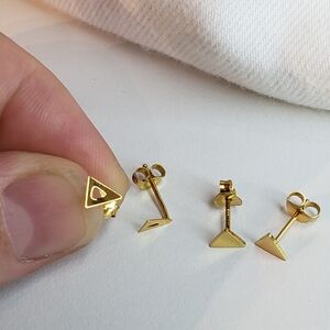 Gold Triangle Stud Earrings Set